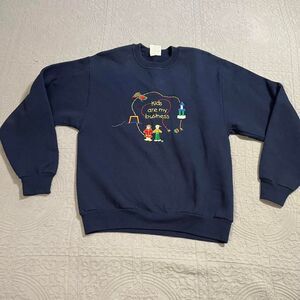Jerzees Women's Navy Blue Sweatshirt Small Kids are my Business 90s